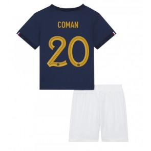 Frankrike Kingsley Coman #20 babykläder Hemmatröja barn VM 2022 Korta ärmar (+ Korta byxor)